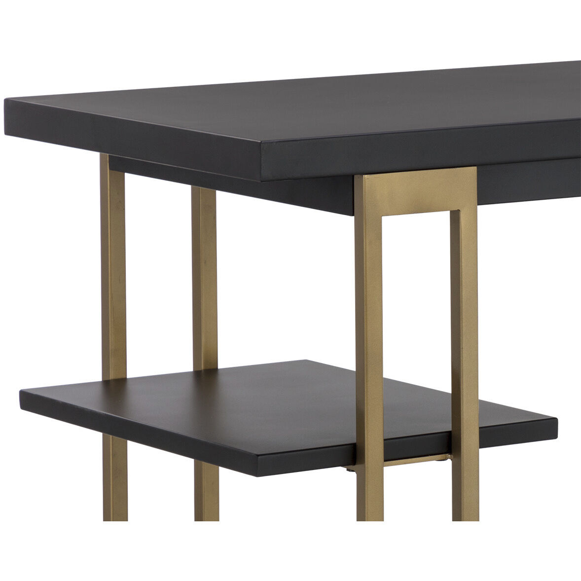 Levigne 55 X 20 inch Black / Antique Brass Desk